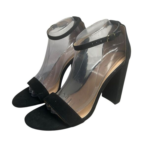 Merona Block Heel Sandals Ankle Strap Open Toe Heels Black Women's 10 Goth Event - Picture 3 of 11